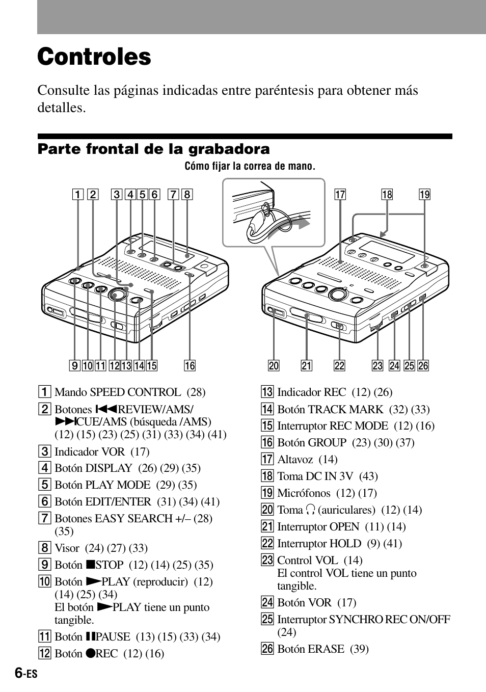 Controles | Sony MZ-B100 User Manual | Page 60 / 164