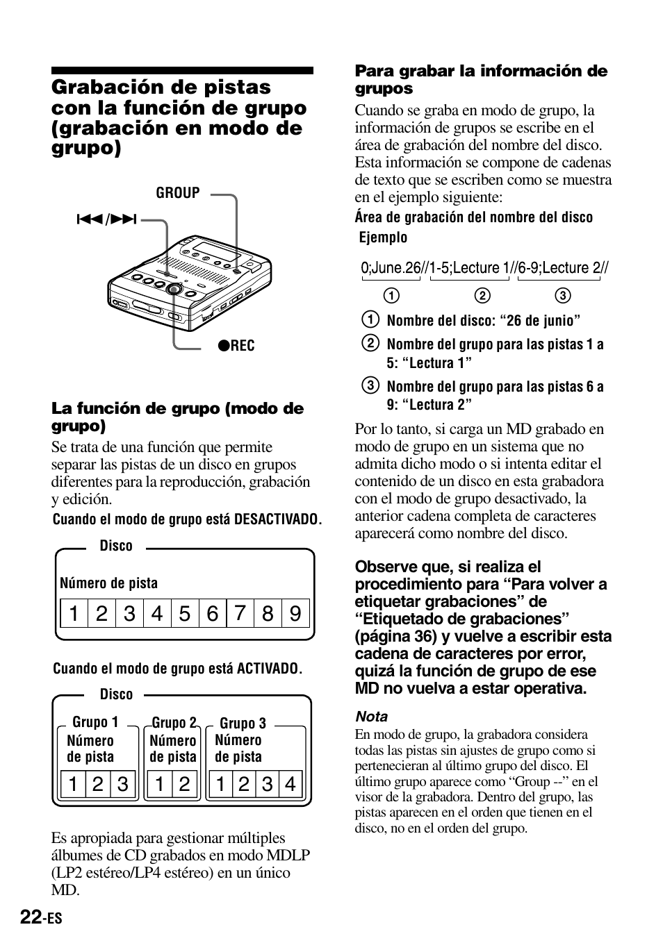 De grupo) | Sony MZ-B100 User Manual | Page 76 / 164