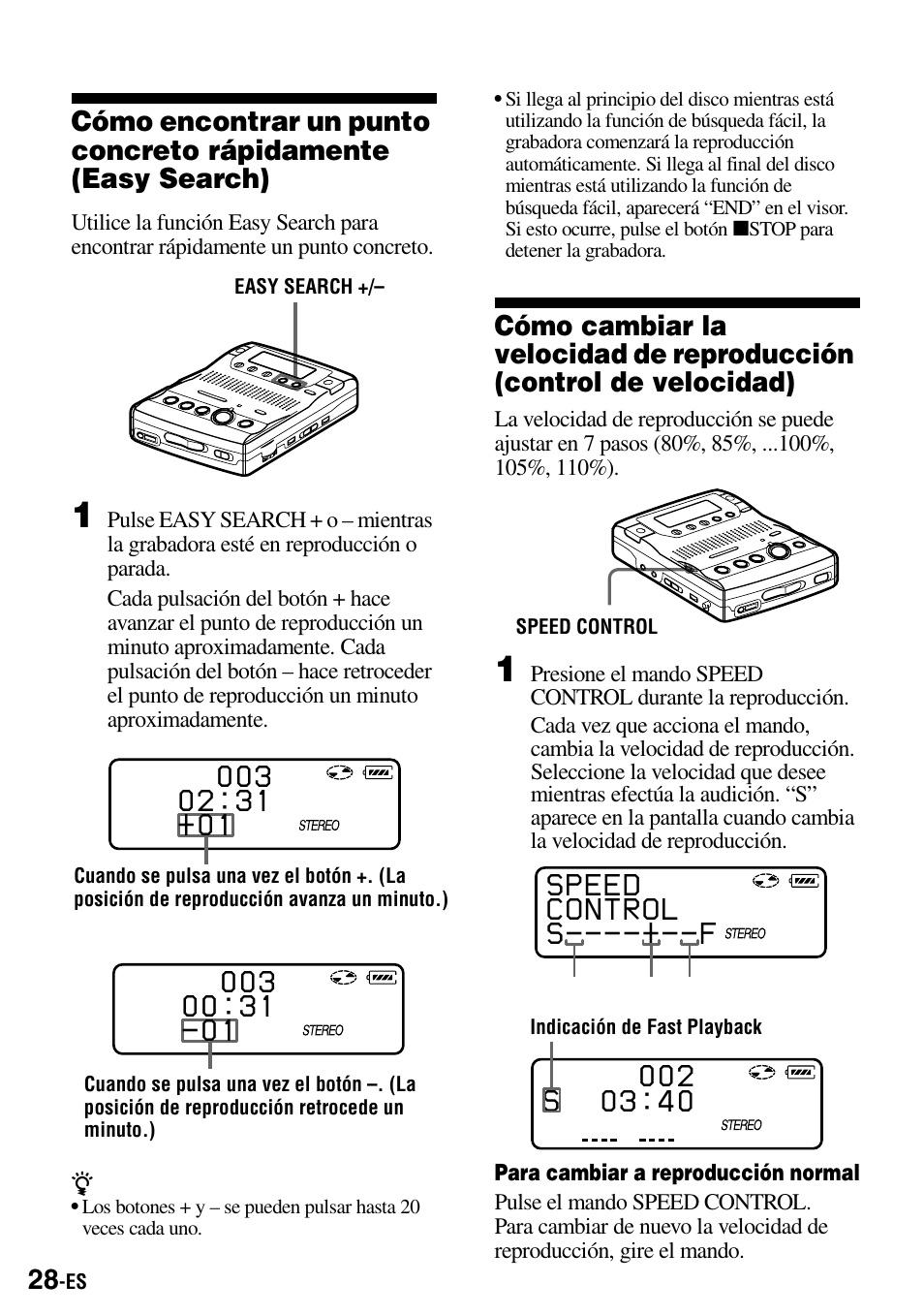 Speed control s----+--f | Sony MZ-B100 User Manual | Page 82 / 164