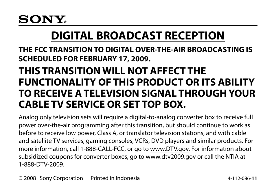 Sony RDR-GX257 User Manual | 1 page