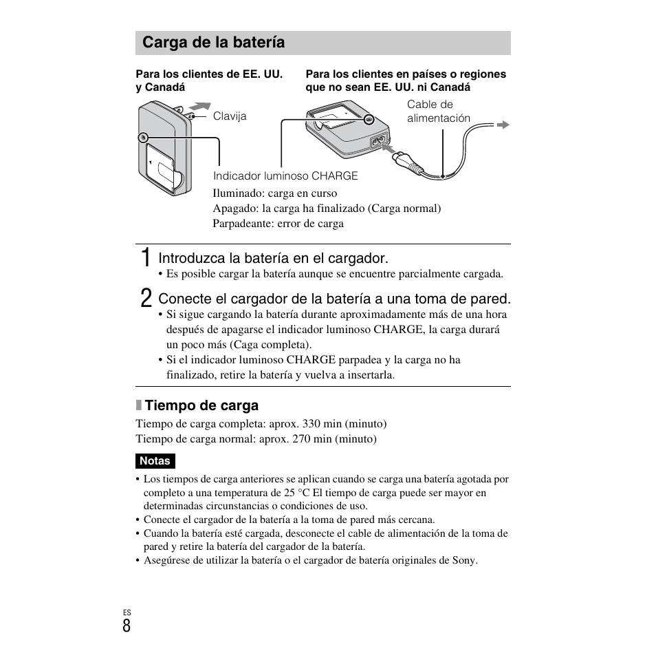 Carga de la batería | Sony DSC-H90 User Manual | Page 34 / 52