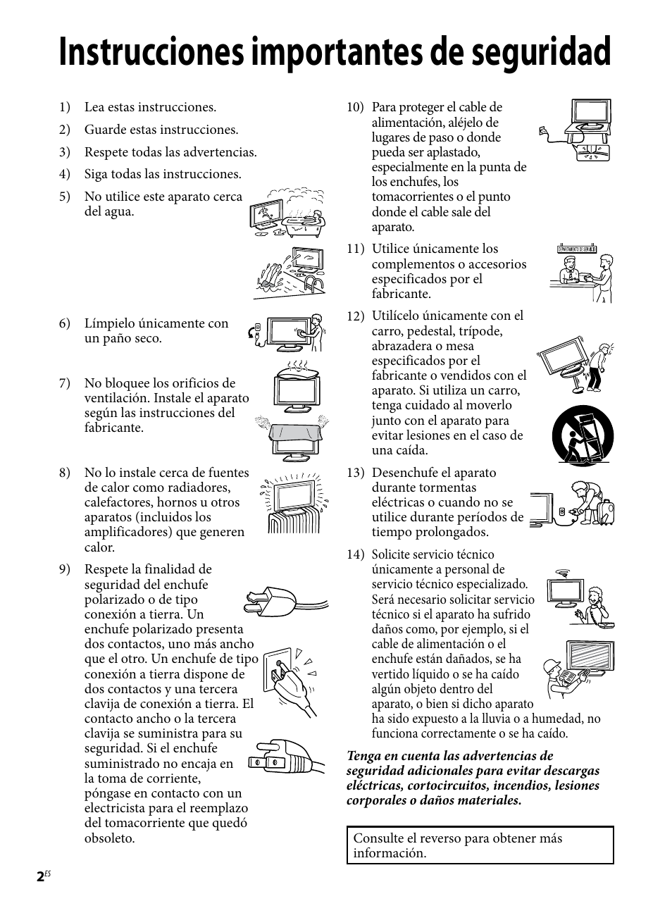 Instrucciones importantes de seguridad | Sony XBR-65X950B User Manual | Page 14 / 20