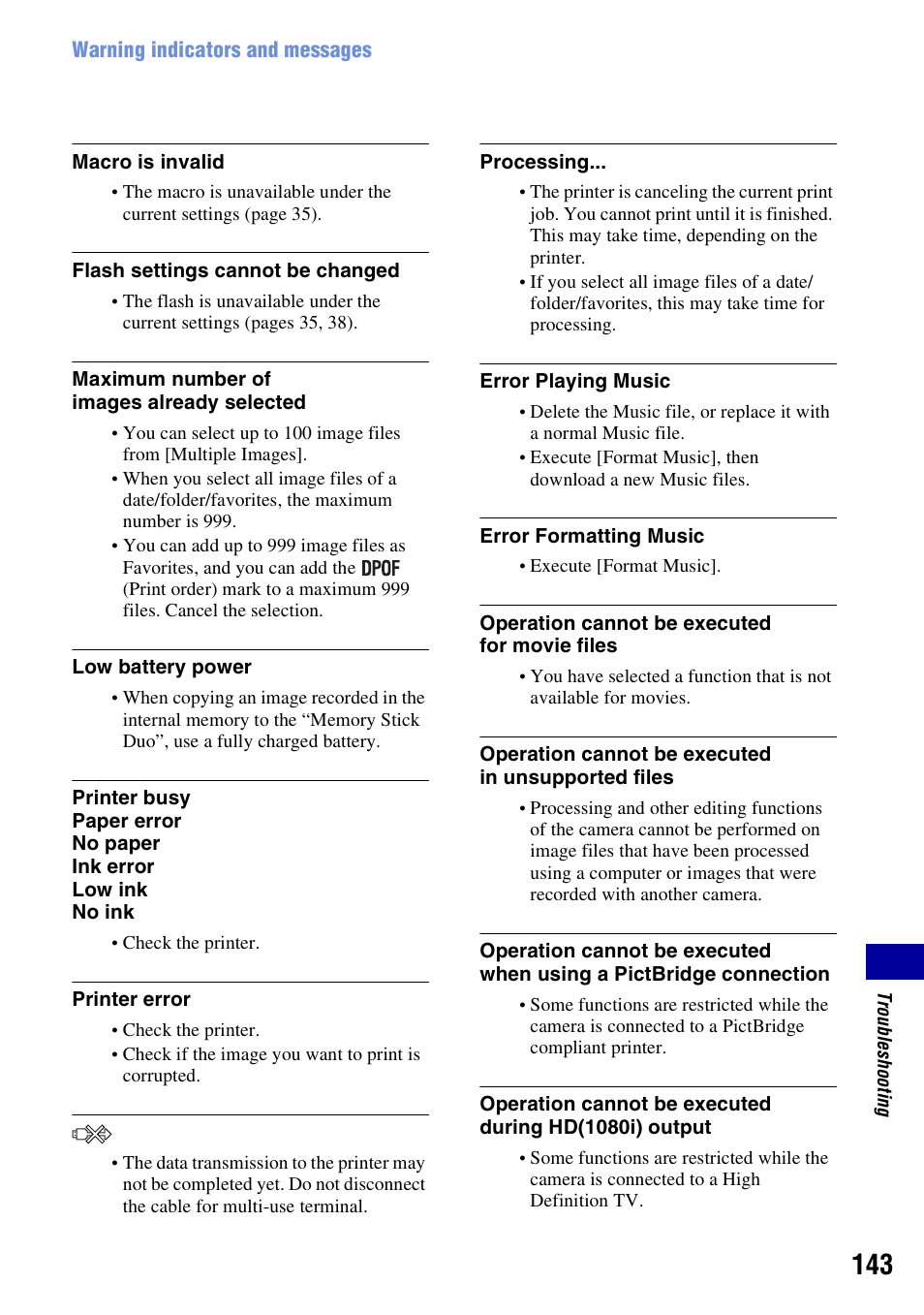 Sony DSC-H50 User Manual | Page 143 / 154