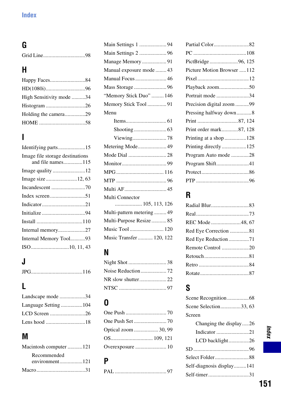 Sony DSC-H50 User Manual | Page 151 / 154