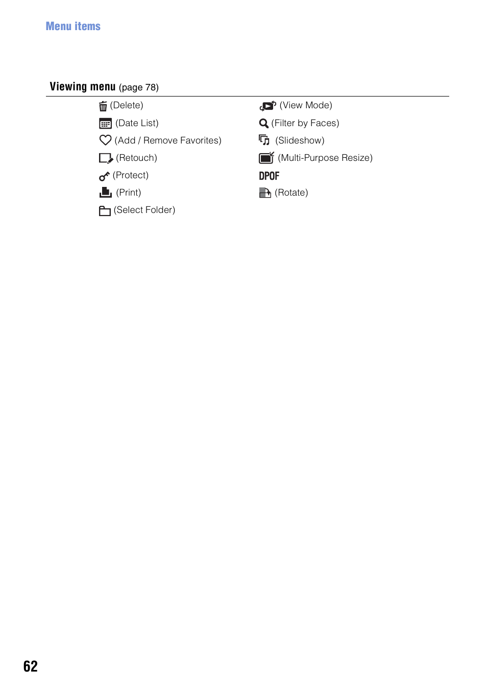 Sony DSC-H50 User Manual | Page 62 / 154