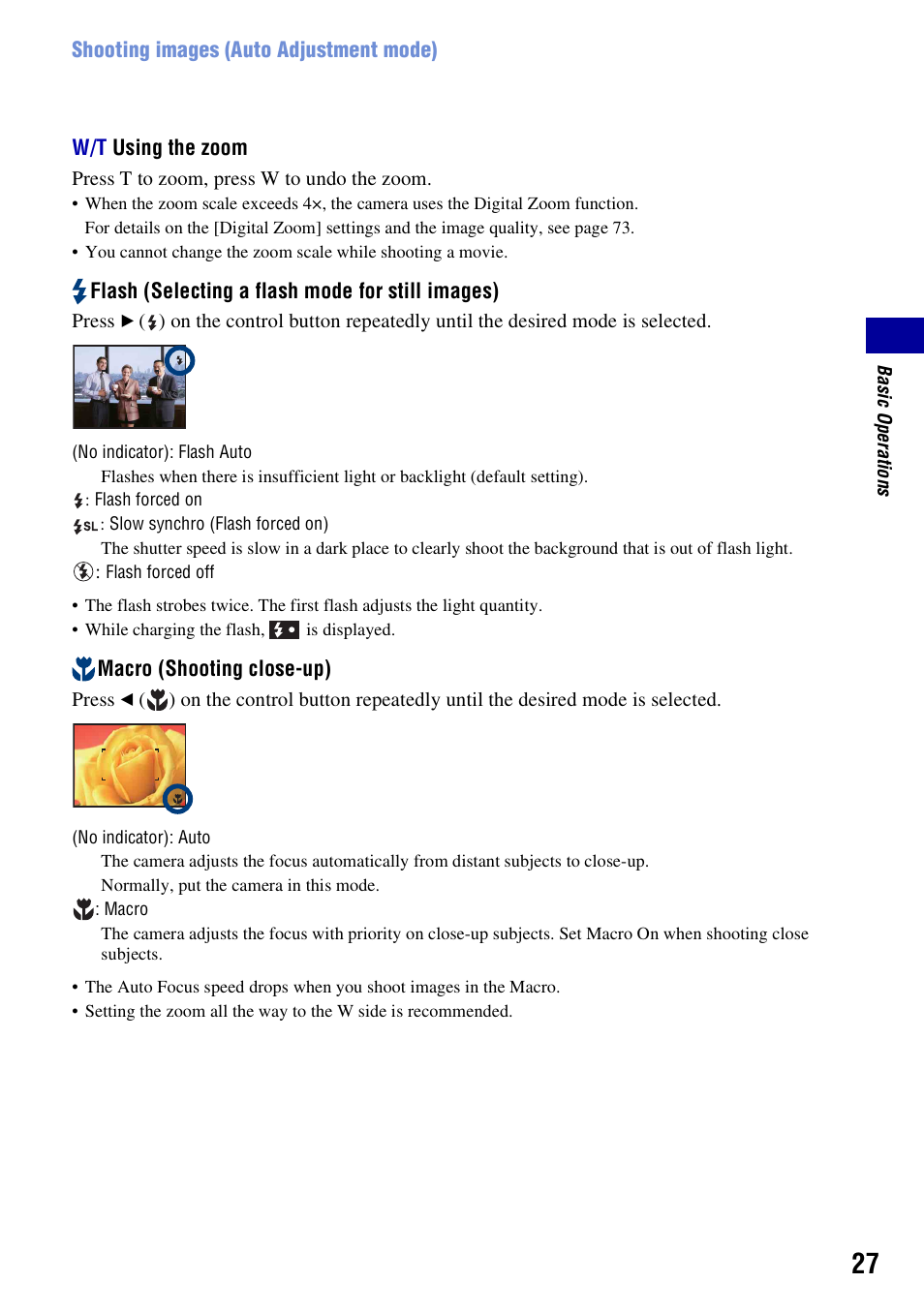 H (27), On (27) | Sony DSC-W130 User Manual | Page 27 / 128