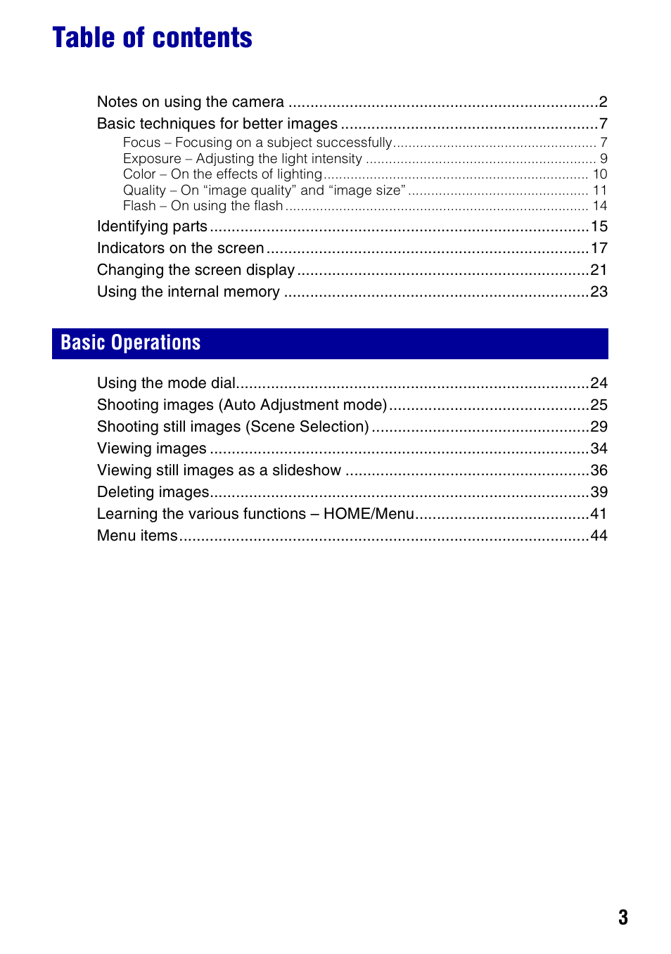 Sony DSC-W130 User Manual | Page 3 / 128