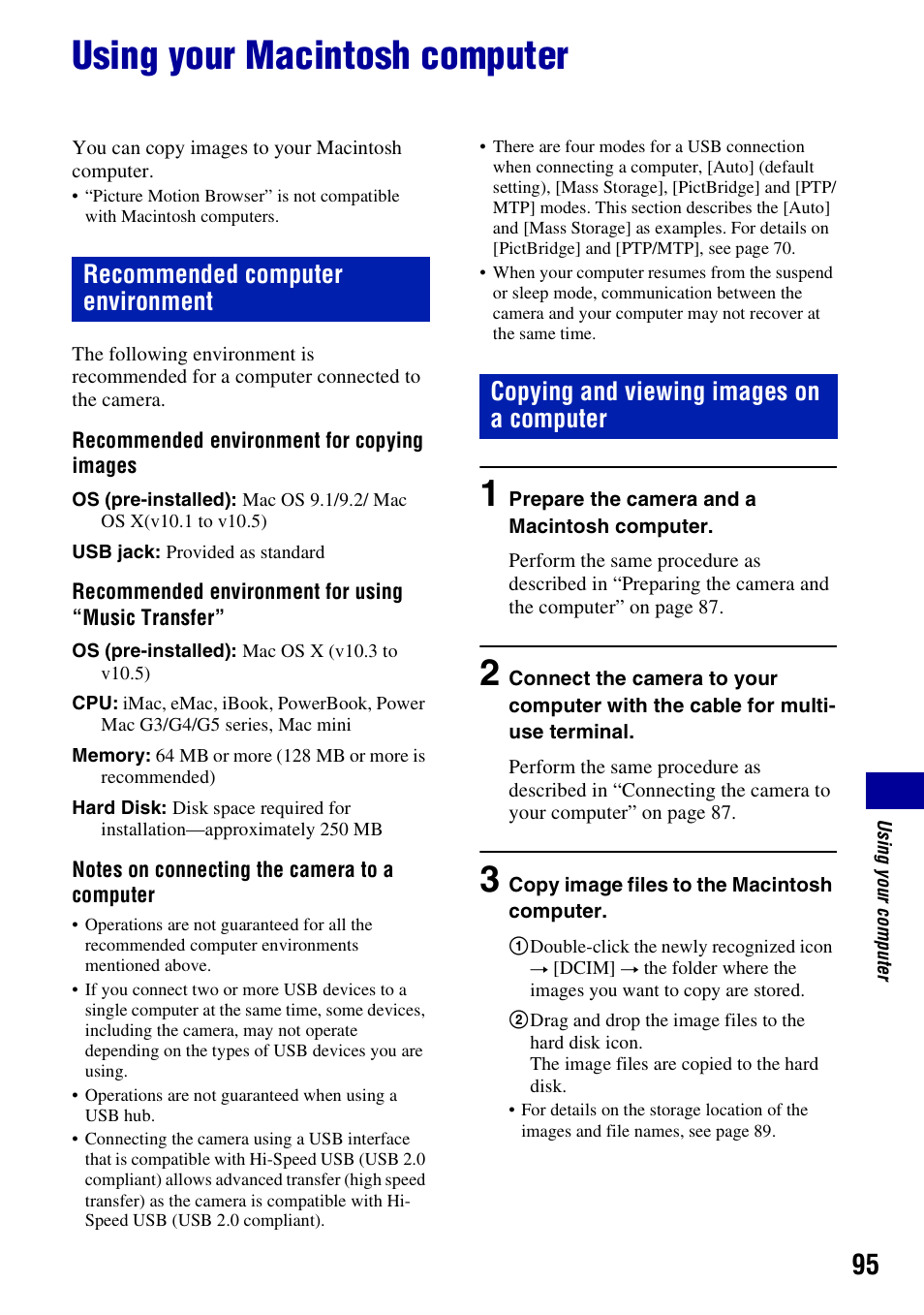 Using your macintosh computer | Sony DSC-W130 User Manual | Page 95 / 128