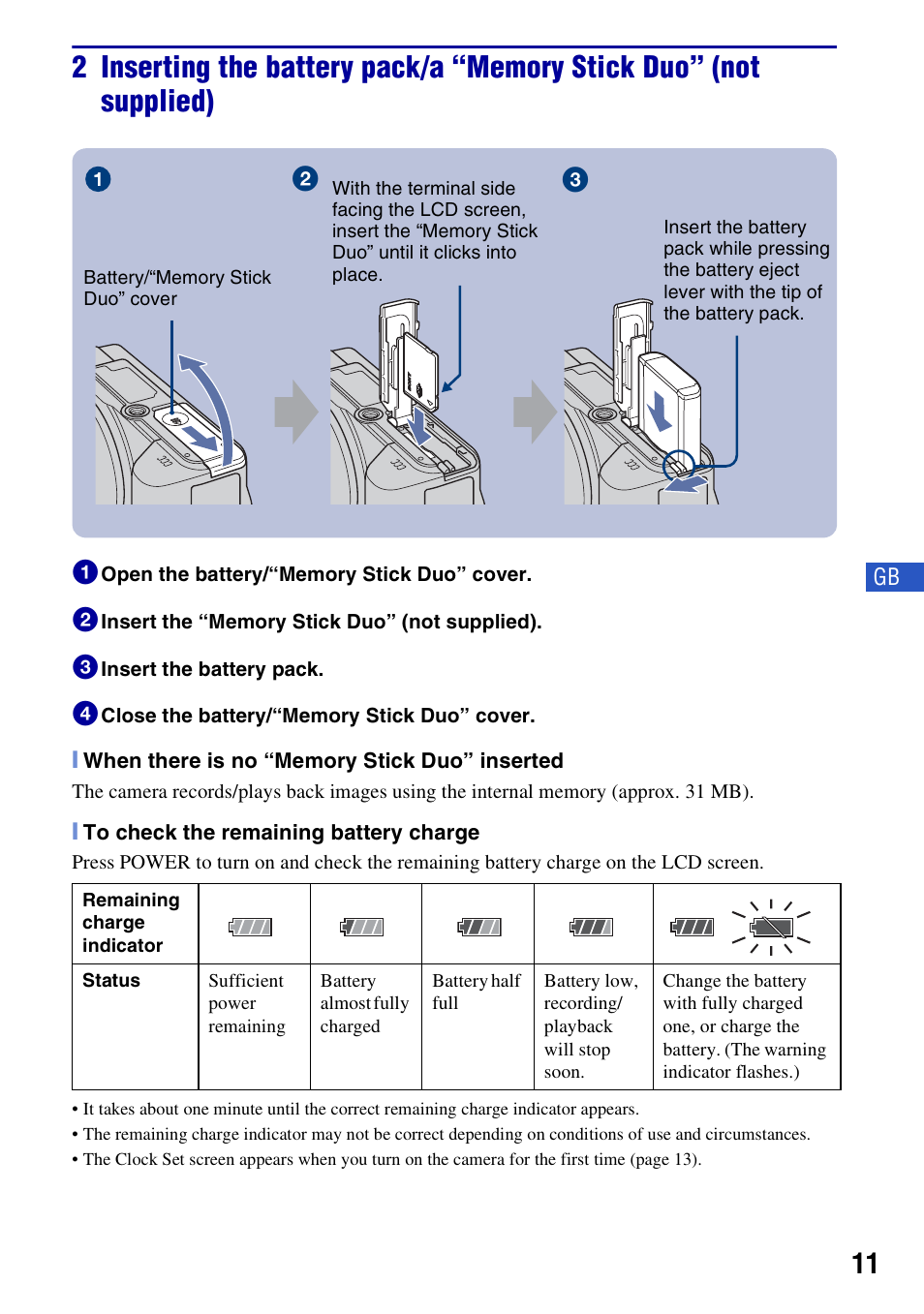 Sony DSC-H3 User Manual | Page 11 / 68