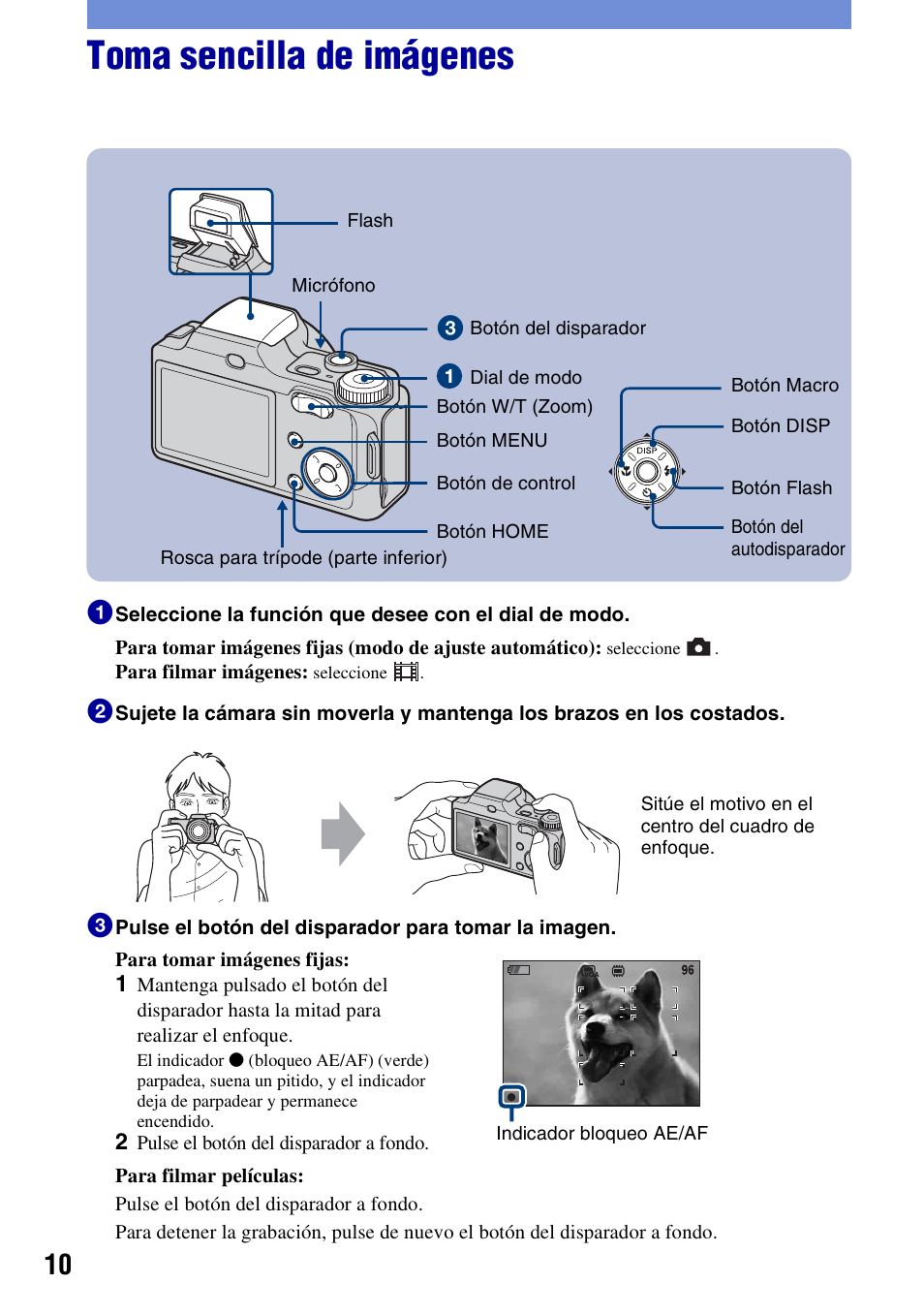 Toma sencilla de imágenes | Sony DSC-H3 User Manual | Page 44 / 68