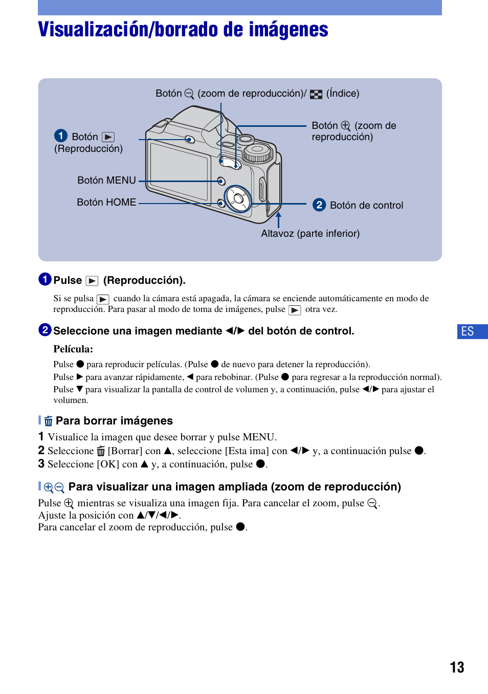 Visualización/borrado de imágenes | Sony DSC-H3 User Manual | Page 47 / 68
