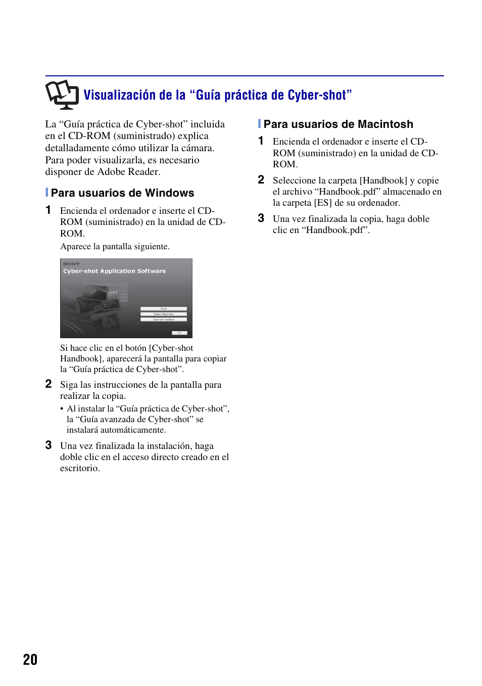 Visualización de la “guía práctica de cyber-shot | Sony DSC-H3 User Manual | Page 54 / 68