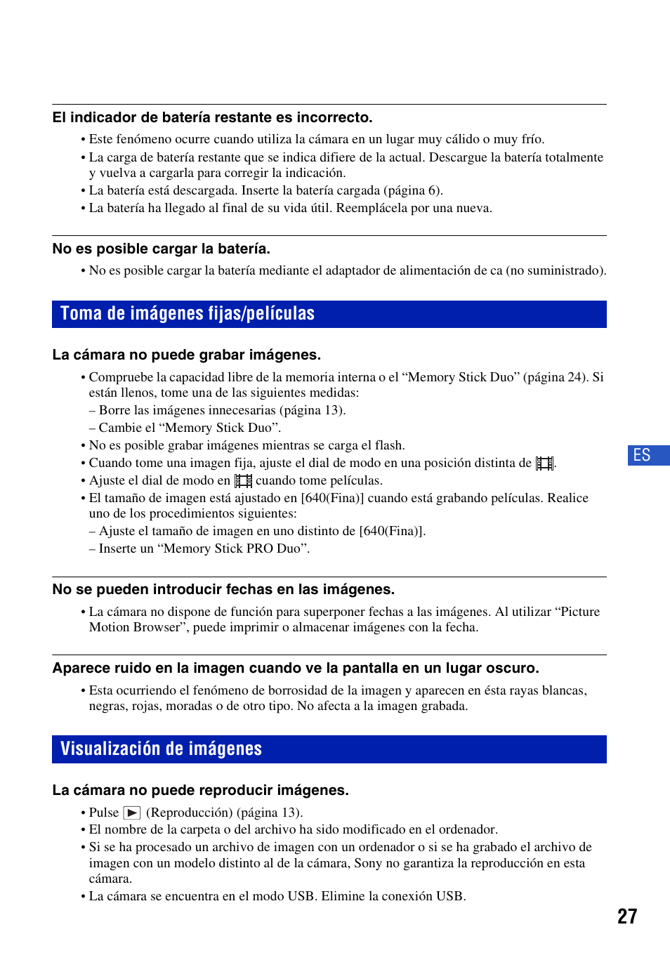 Toma de imágenes fijas/películas, Visualización de imágenes | Sony DSC-H3 User Manual | Page 61 / 68