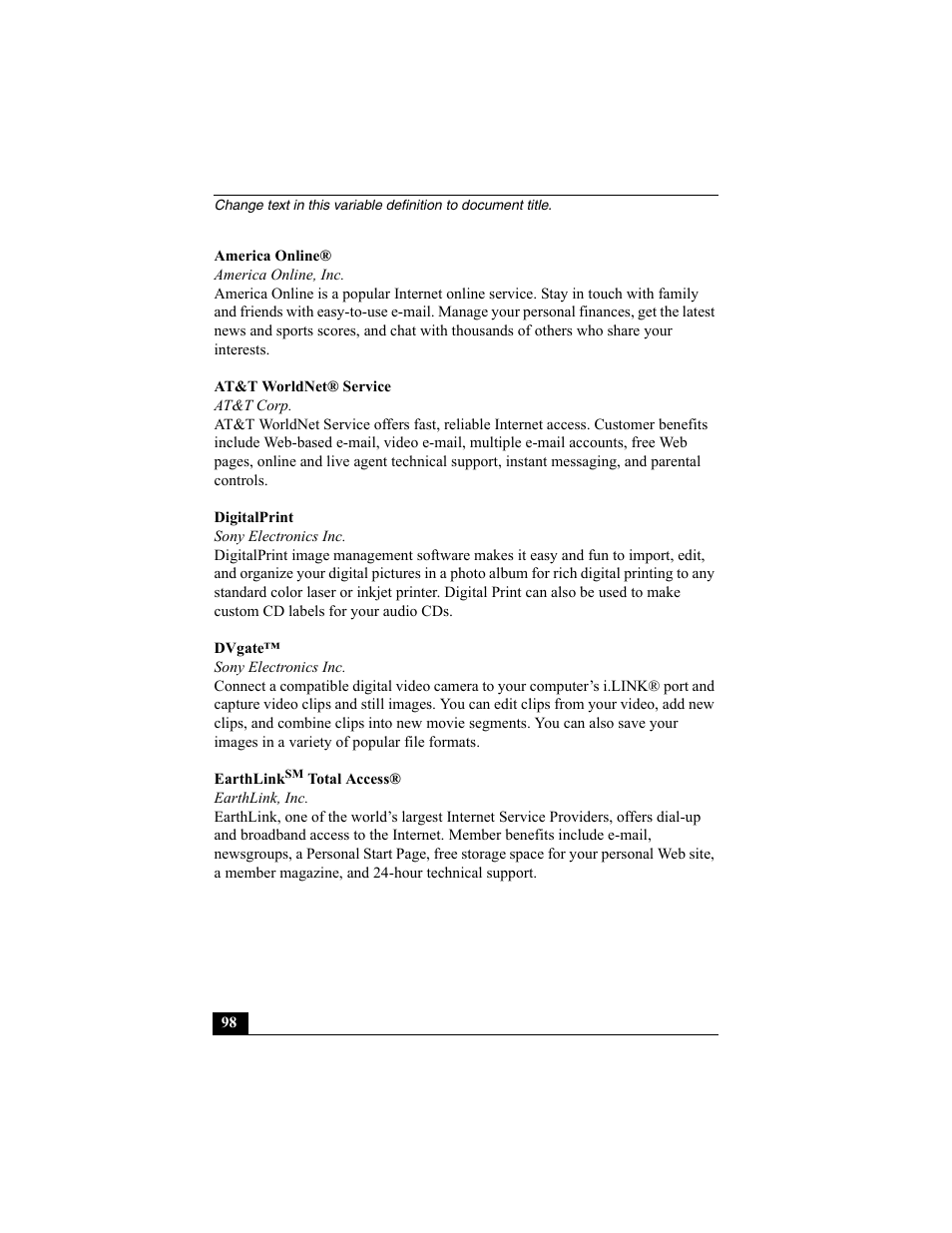 Sony PCG-VX88 User Manual | Page 98 / 149