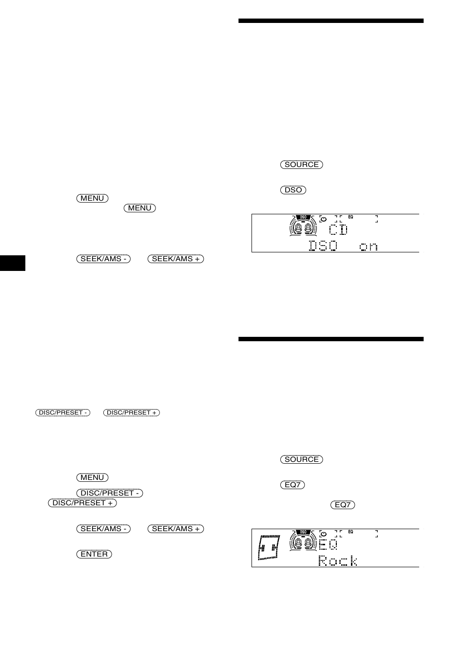 Setting the dynamic soundstage organizer (dso), Setting the equalizer, Setting the dynamic soundstage organizer | Dso) | Sony WX-4500X User Manual | Page 20 / 80