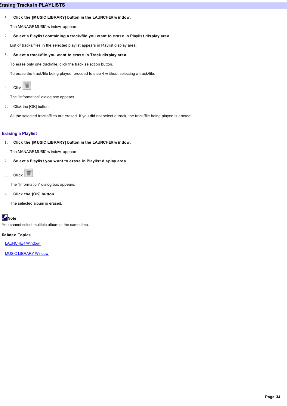 Erasing tracks in playlists | Sony NAS-CZ1 User Manual | Page 34 / 53