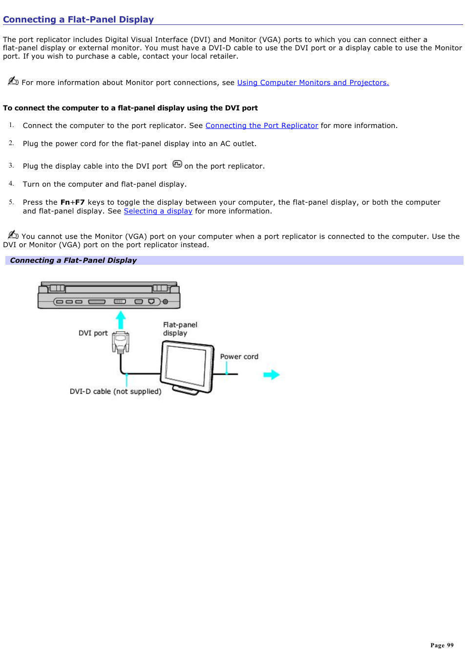 Connecting a flat-panel display | Sony VGN-S360P User Manual | Page 99 / 202