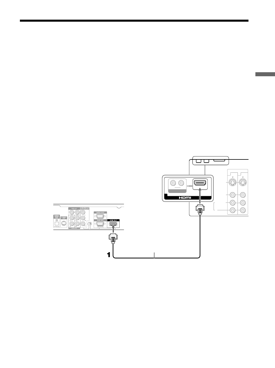 Connecting a digital satellite receiver, With hdmi connector, Connecting and setting the tv | Sony KE-42M1 User Manual | Page 31 / 84