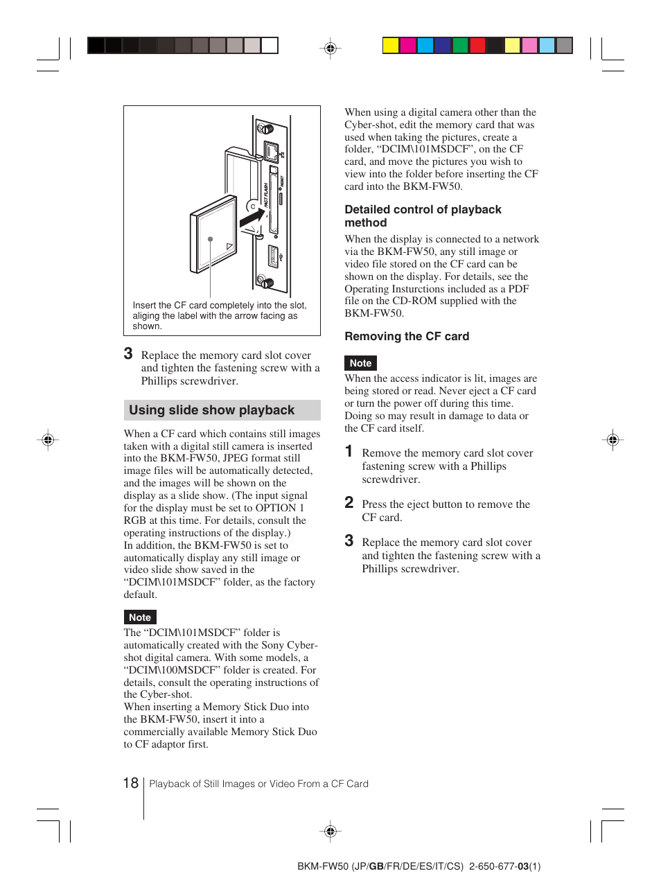 Sony BKM-FW50 User Manual | Page 18 / 64