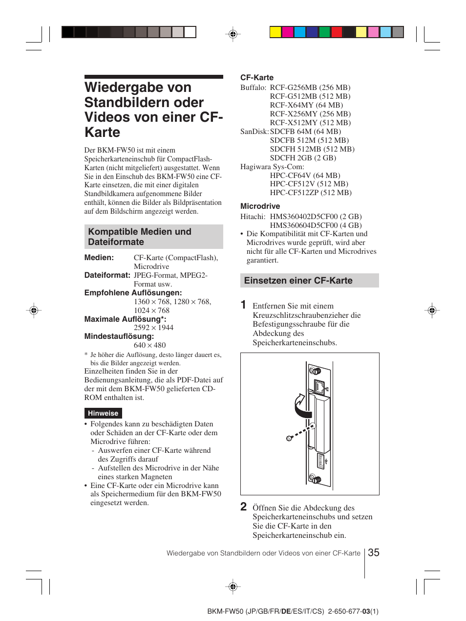 Sony BKM-FW50 User Manual | Page 35 / 64