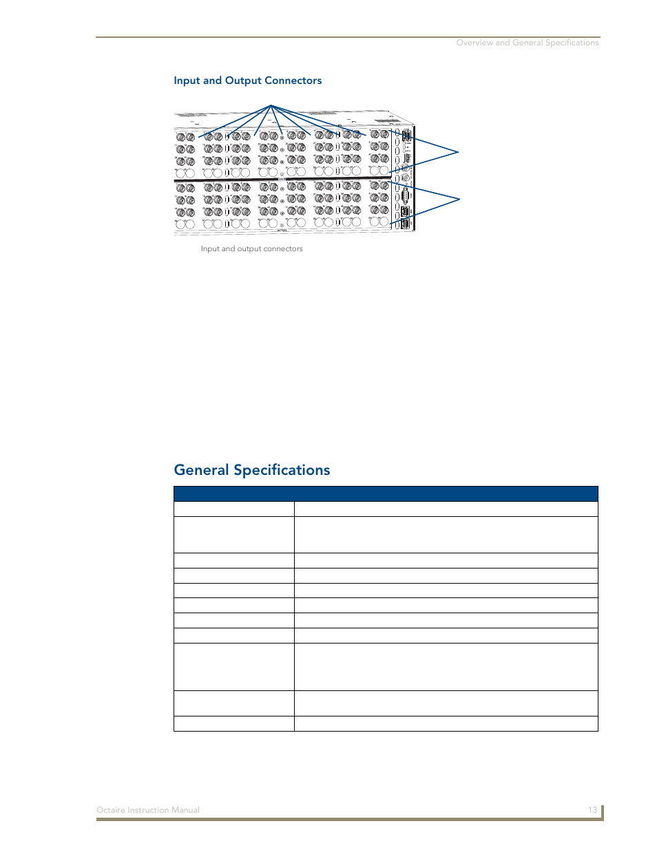 General specifications | AMX Distribution Matrix Octaire User Manual | Page 17 / 105