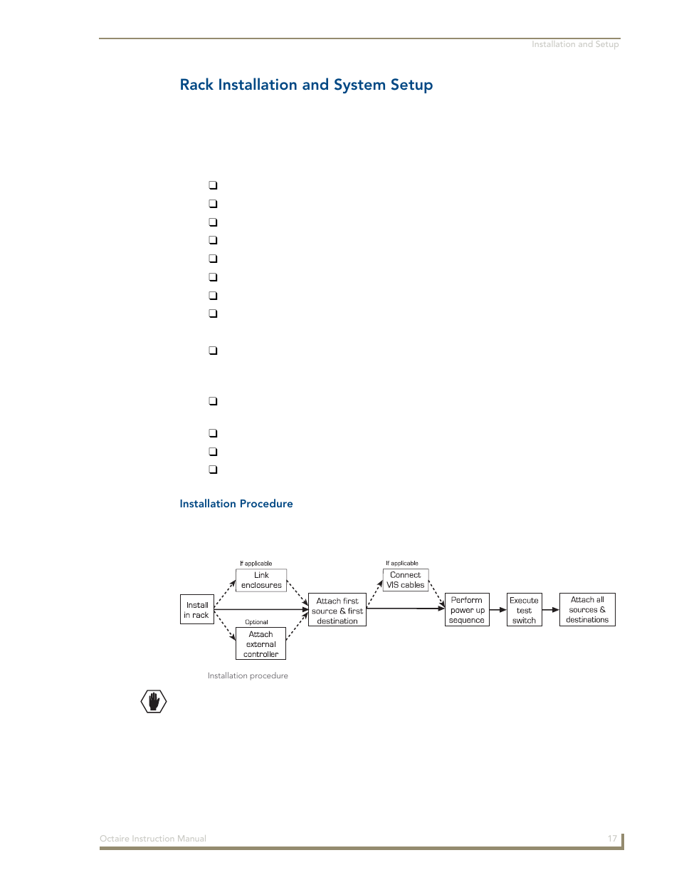 Rack installation and system setup | AMX Distribution Matrix Octaire User Manual | Page 21 / 105