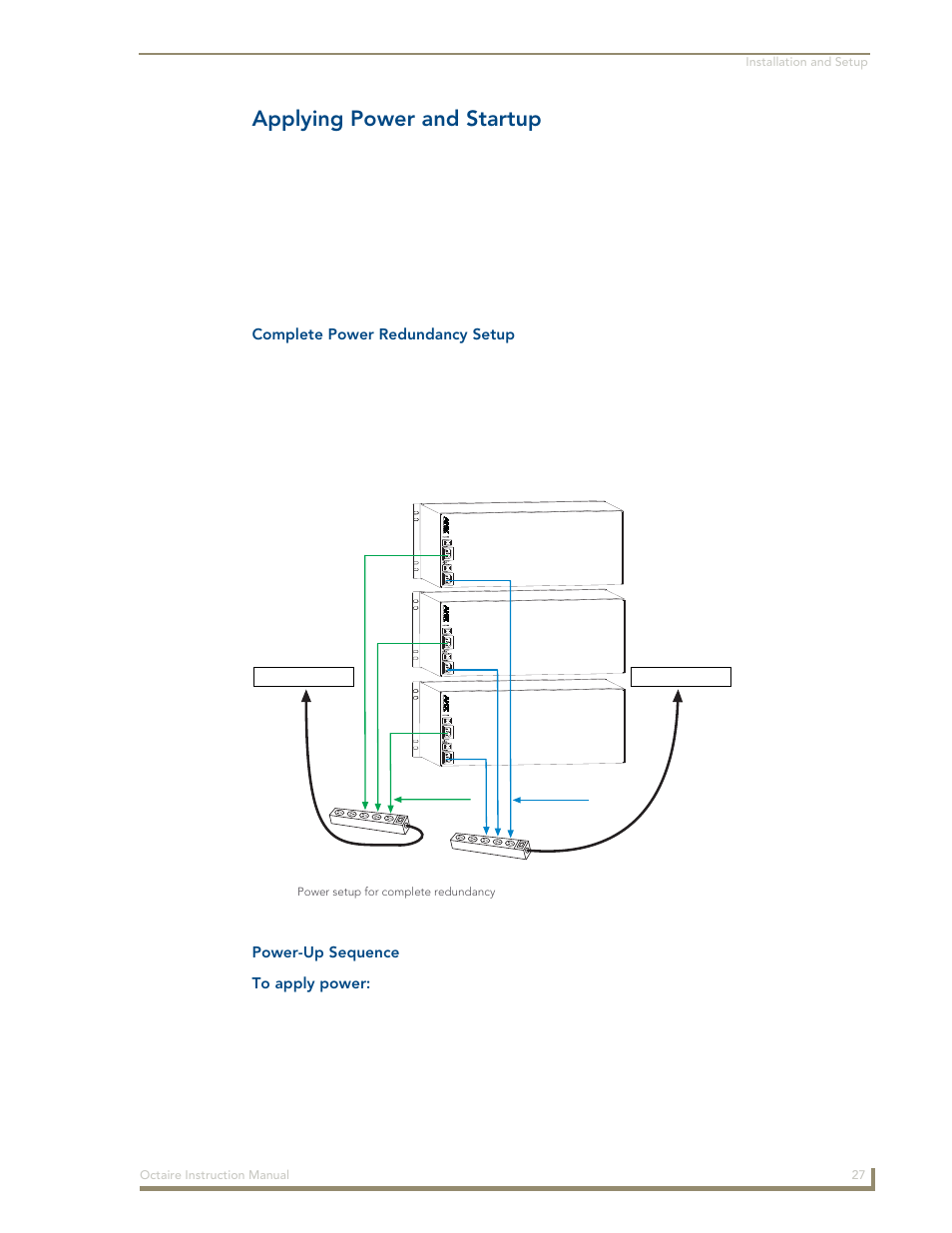 Applying power and startup | AMX Distribution Matrix Octaire User Manual | Page 31 / 105