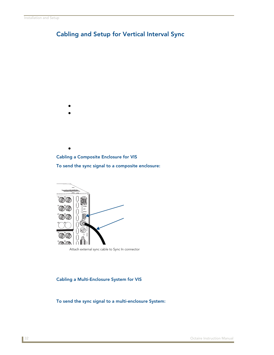 Cabling and setup for vertical interval sync | AMX Distribution Matrix Octaire User Manual | Page 36 / 105