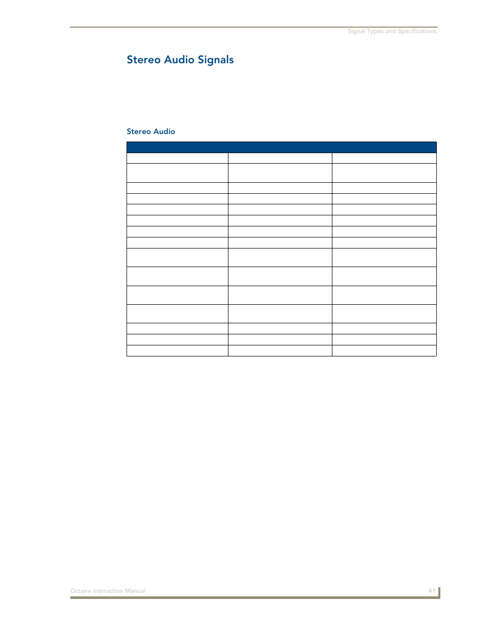 Stereo audio signals | AMX Distribution Matrix Octaire User Manual | Page 45 / 105