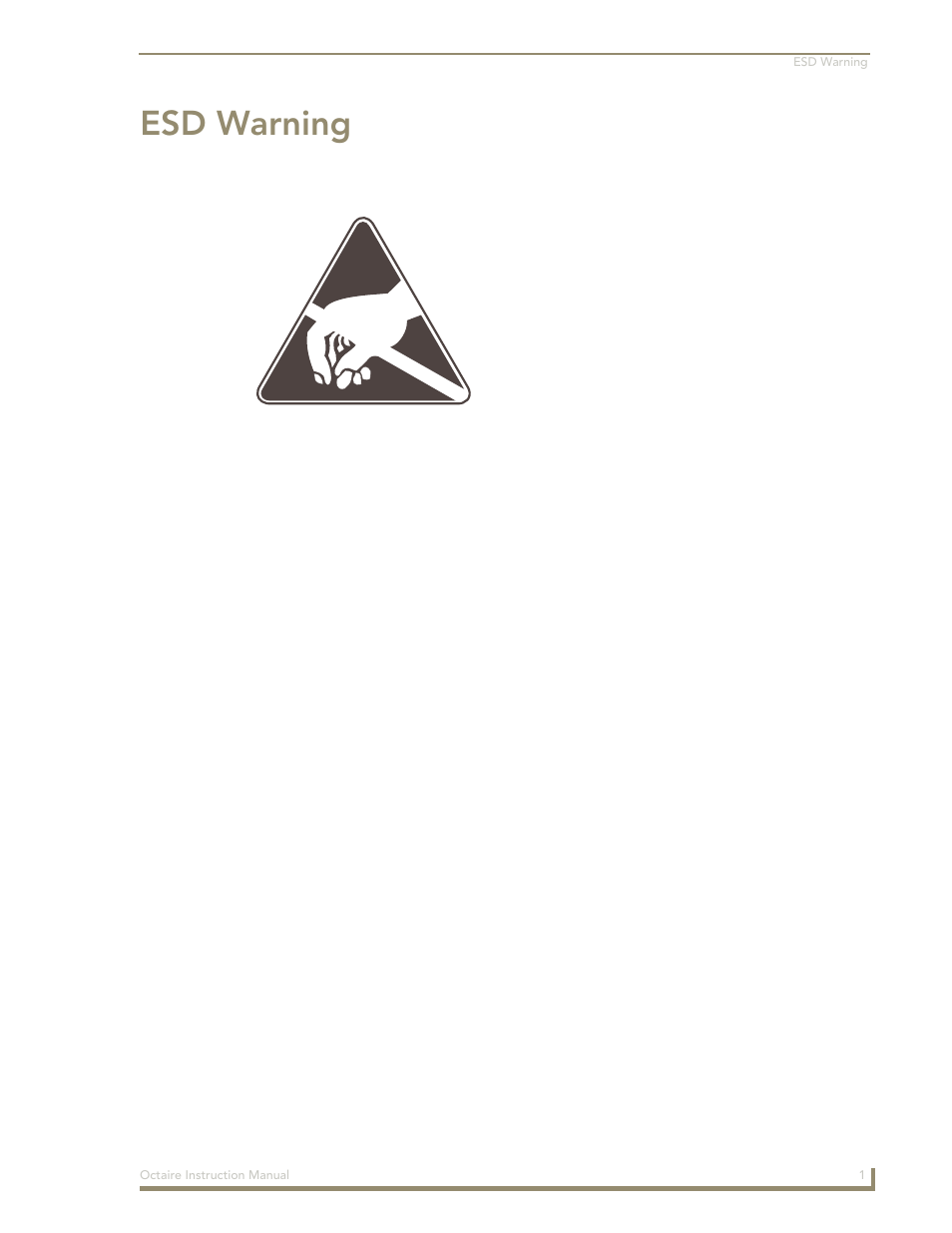 Esd warning | AMX Distribution Matrix Octaire User Manual | Page 5 / 105