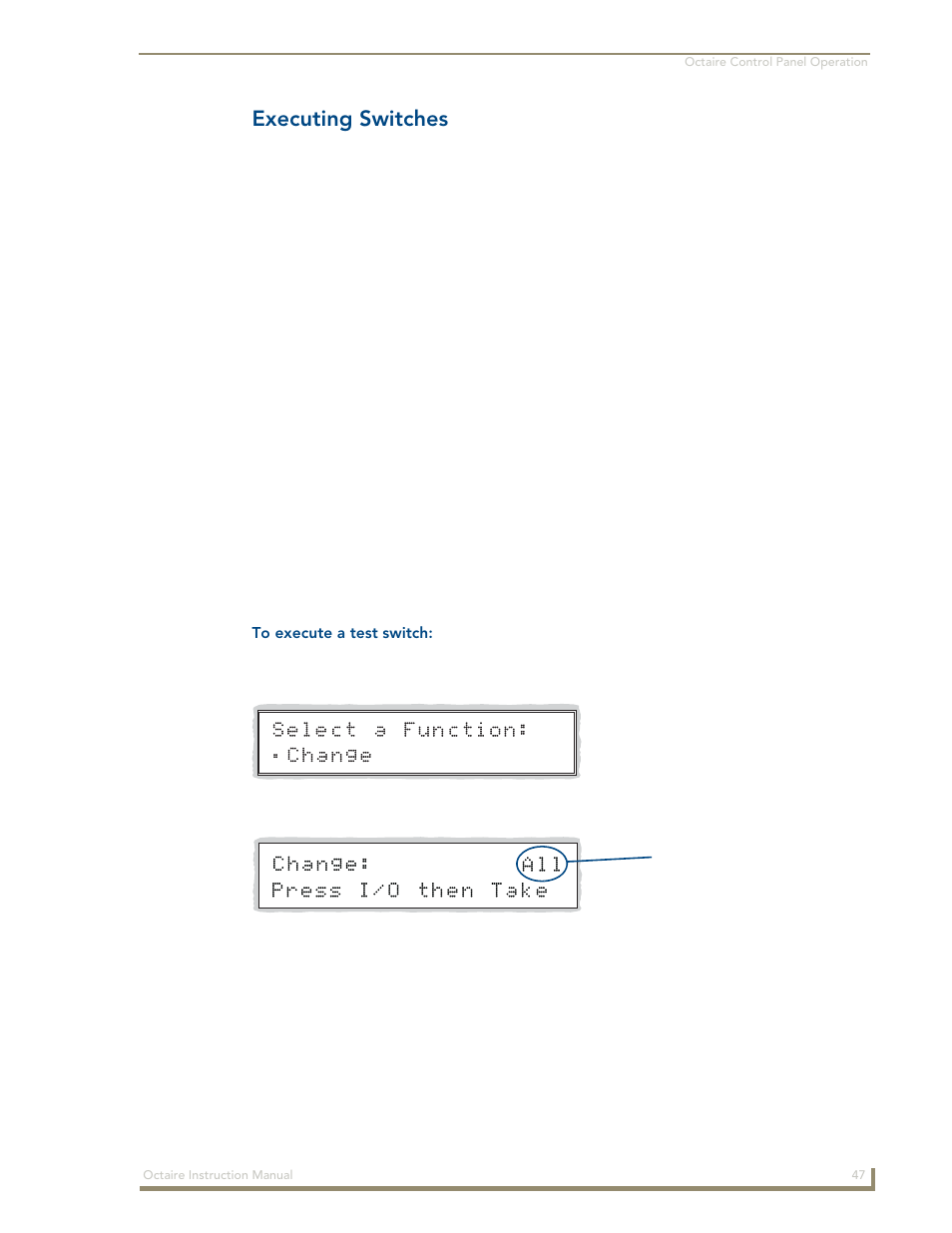 Executing switches | AMX Distribution Matrix Octaire User Manual | Page 51 / 105