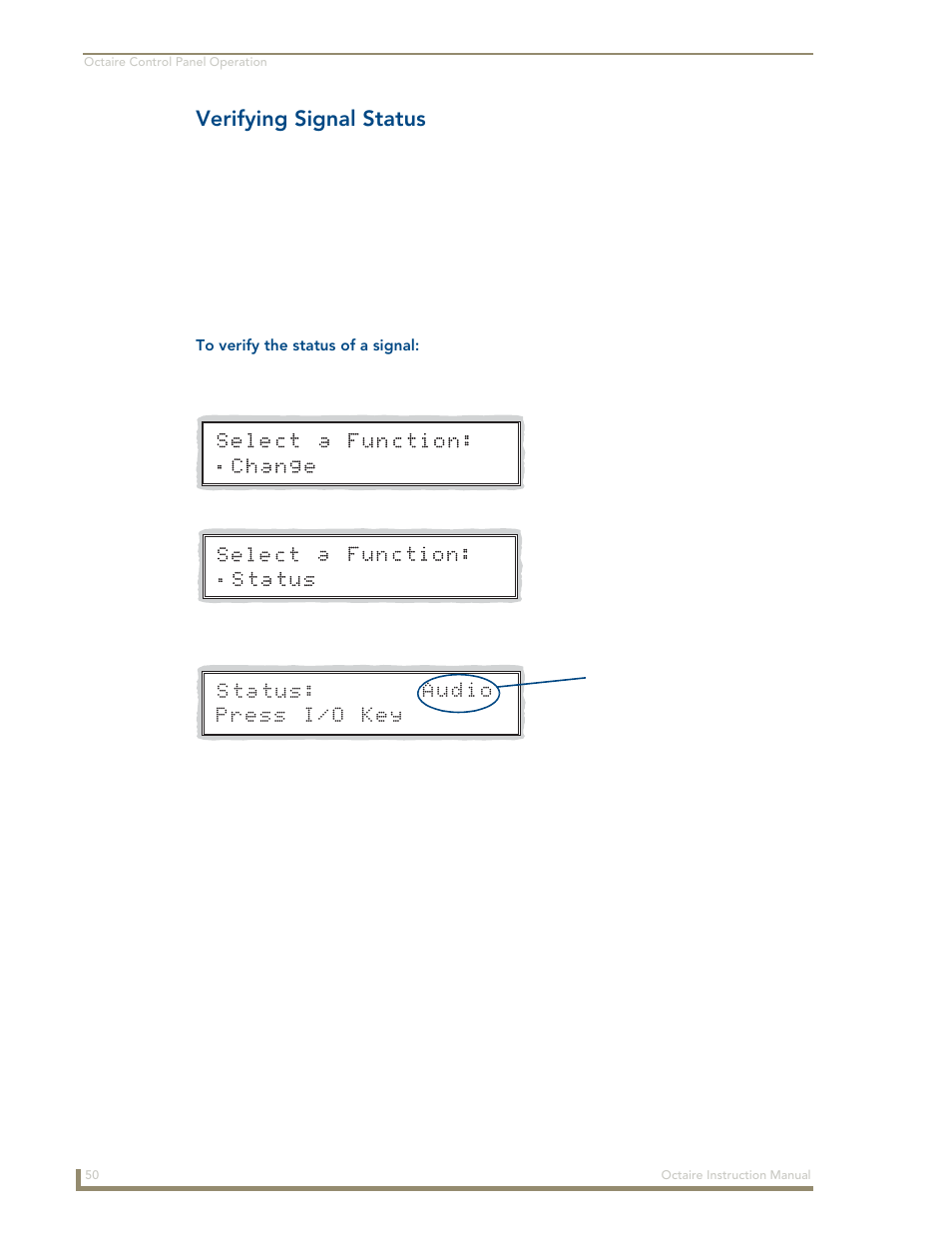 Verifying signal status | AMX Distribution Matrix Octaire User Manual | Page 54 / 105
