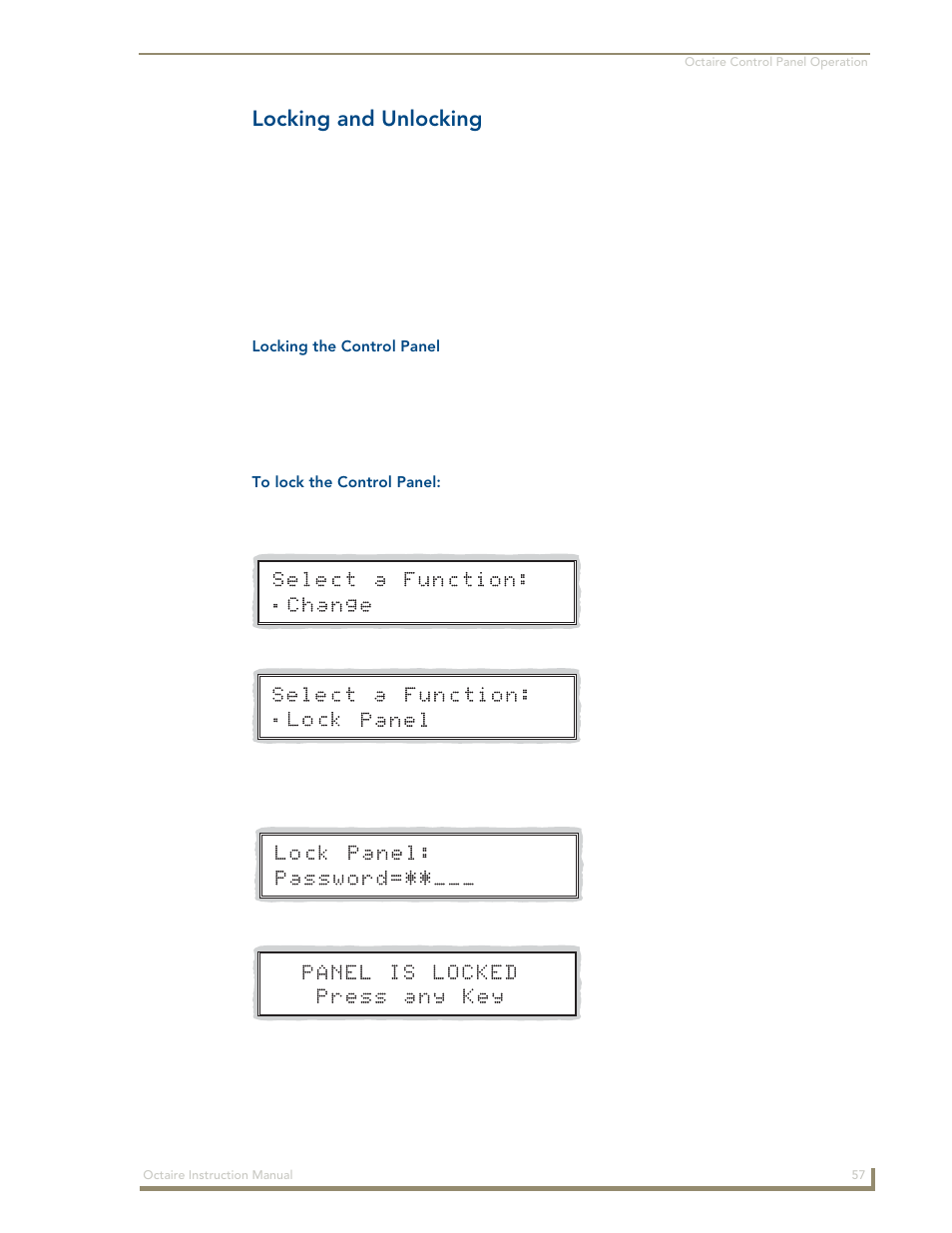 Locking and unlocking | AMX Distribution Matrix Octaire User Manual | Page 61 / 105