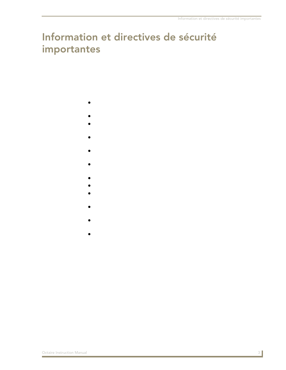 Information et directives de sécurité importantes | AMX Distribution Matrix Octaire User Manual | Page 7 / 105