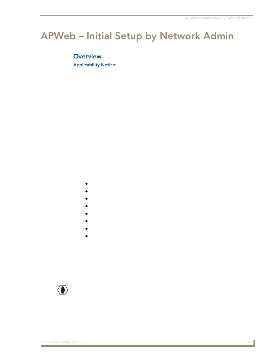 Apweb - initial setup by network admin, Overview, Apweb – initial setup by network admin | AMX Distribution Matrix Octaire User Manual | Page 71 / 105