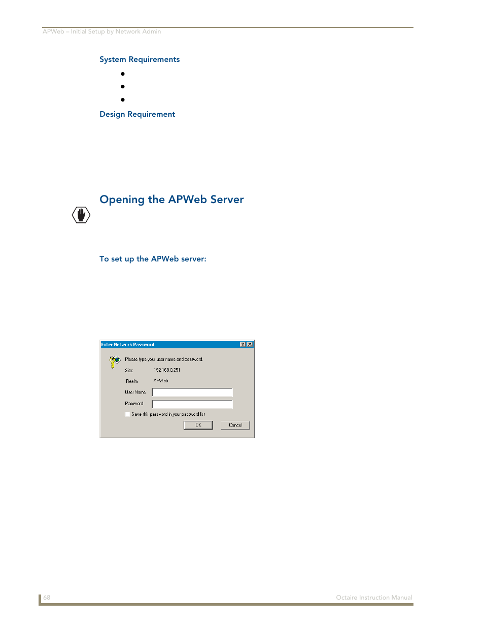 Opening the apweb server | AMX Distribution Matrix Octaire User Manual | Page 72 / 105