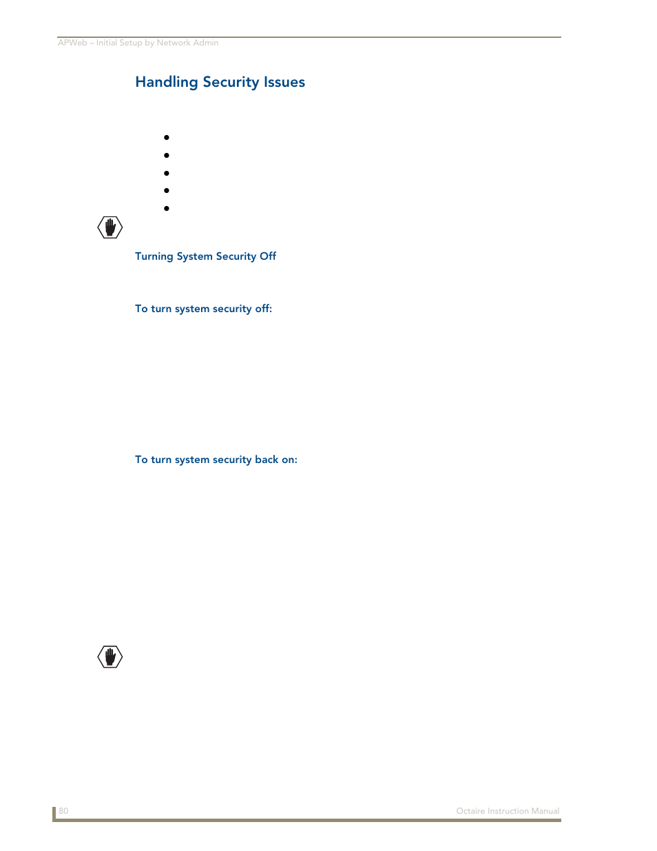 Handling security issues | AMX Distribution Matrix Octaire User Manual | Page 84 / 105