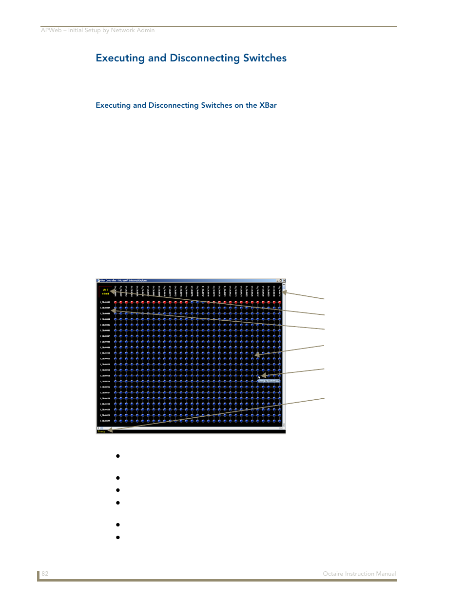 Executing and disconnecting switches | AMX Distribution Matrix Octaire User Manual | Page 86 / 105