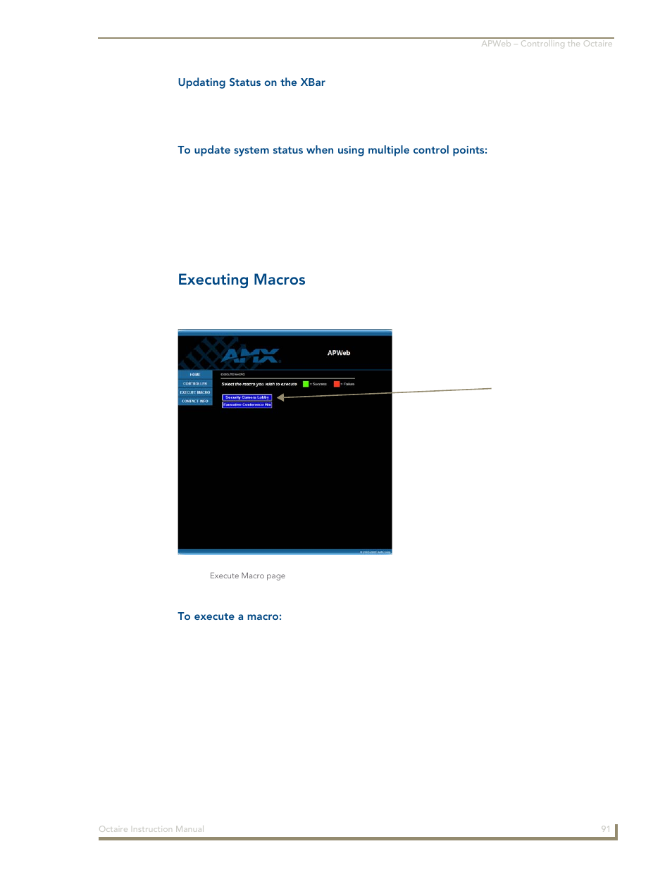 Executing macros | AMX Distribution Matrix Octaire User Manual | Page 95 / 105