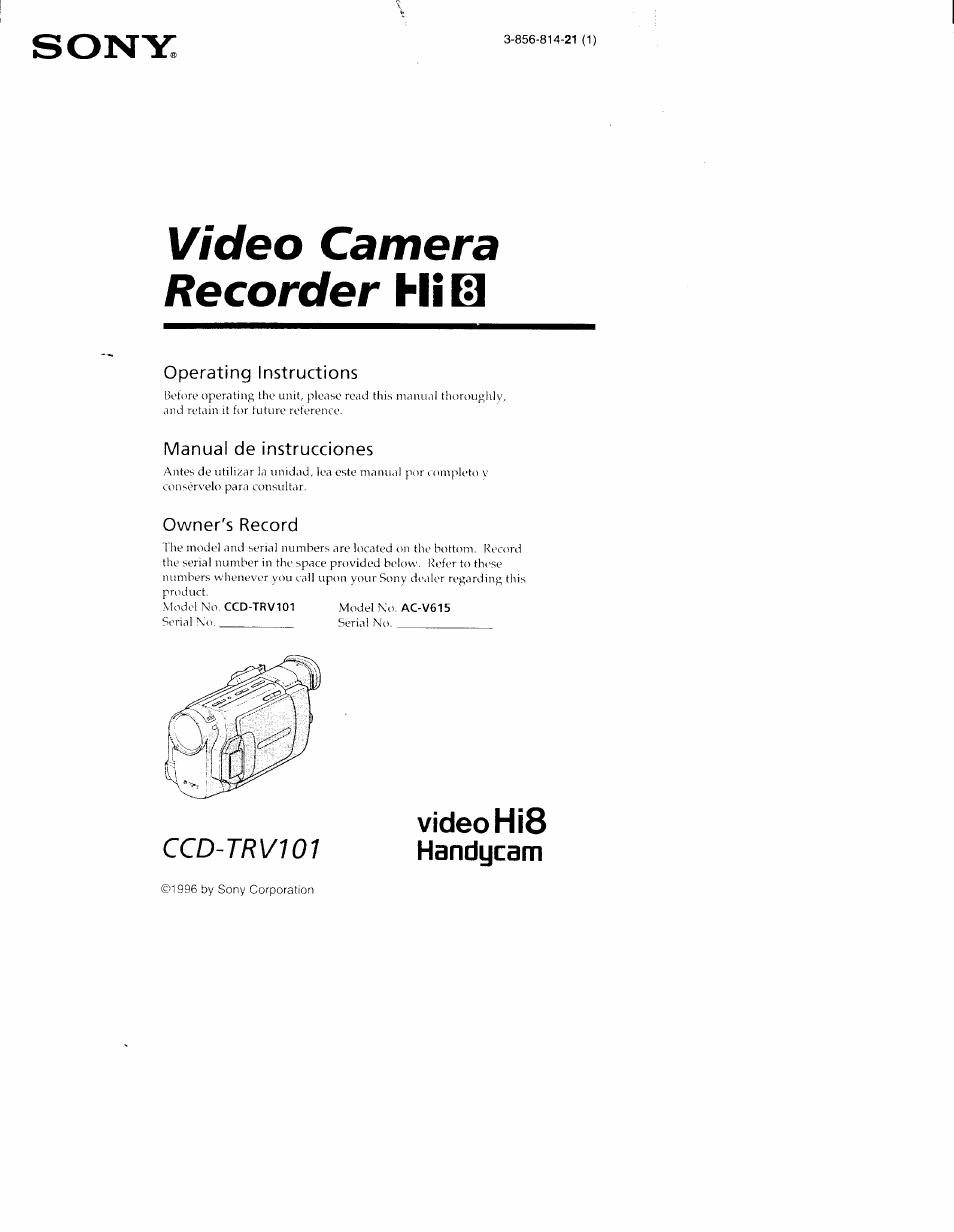 Sony CCD-TRV101 User Manual | 118 pages