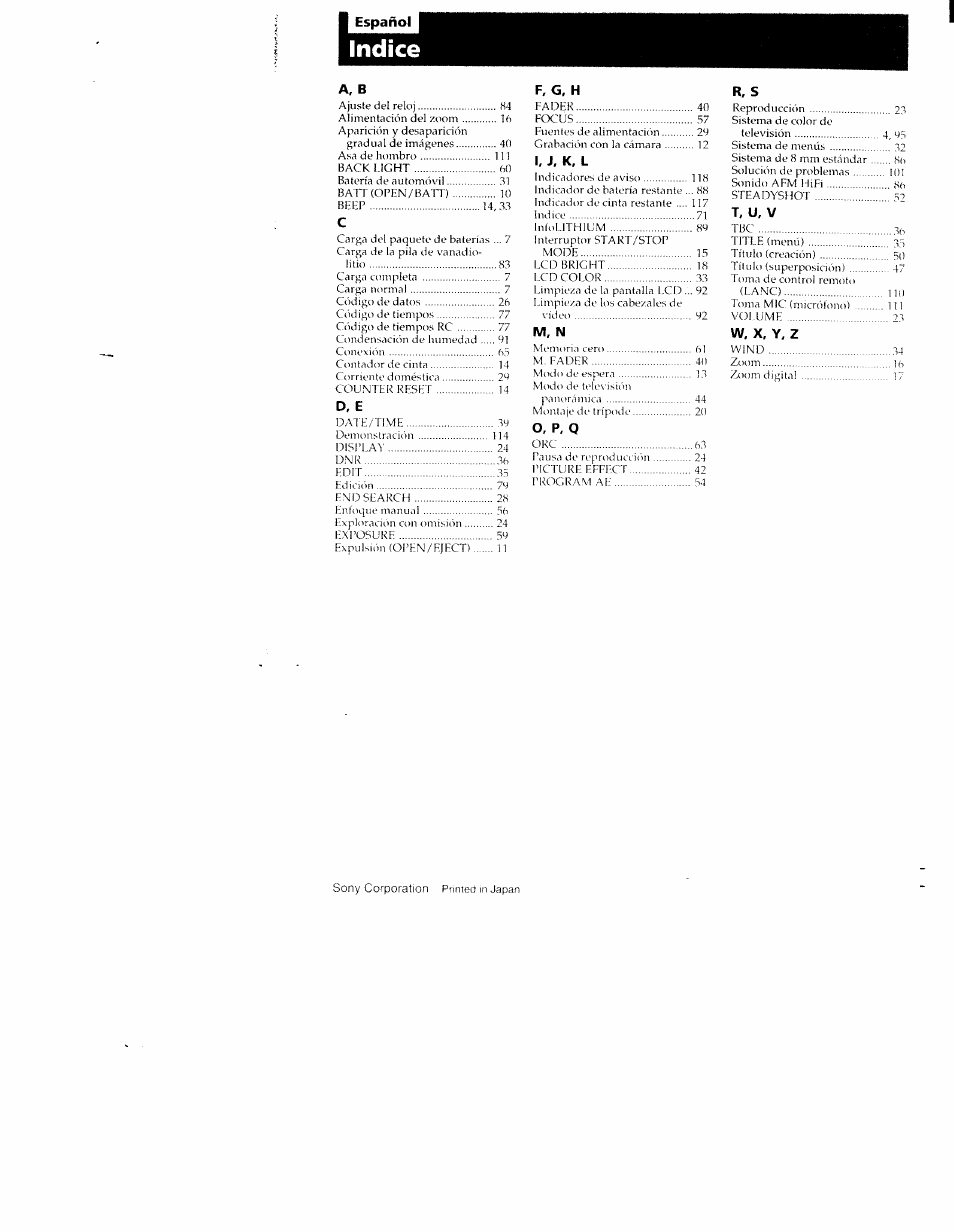 Indice | Sony CCD-TRV101 User Manual | Page 118 / 118