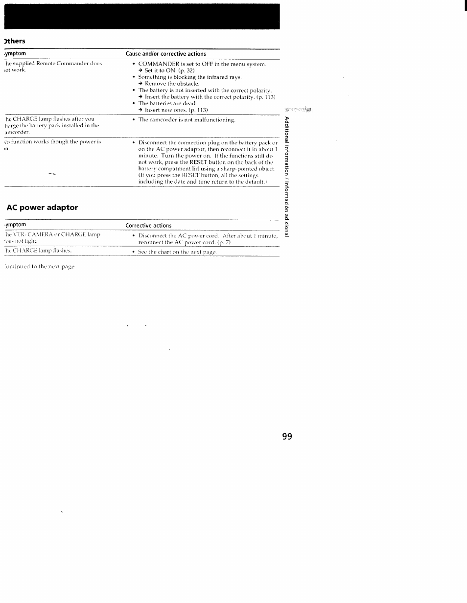 Others, Ac power adaptor | Sony CCD-TRV101 User Manual | Page 97 / 118