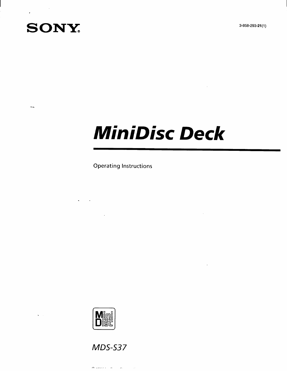 Sony MDS-S37 User Manual | 35 pages