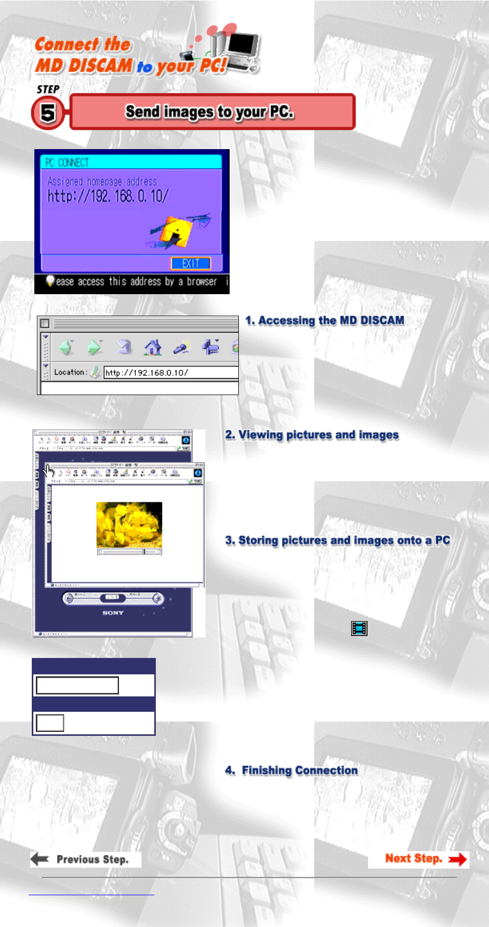 Send images to your pc | Sony DCM-M1 User Manual | Page 12 / 27