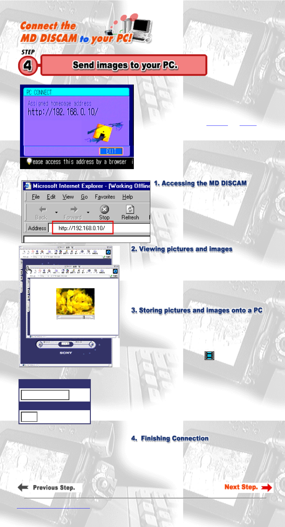 Send images to your pc | Sony DCM-M1 User Manual | Page 20 / 27