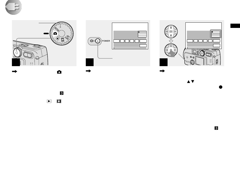 Setting the date and time, Ge tt in g st ar te d, Set the mode dial to | Press the power button | Sony DSC-P51 User Manual | Page 21 / 108