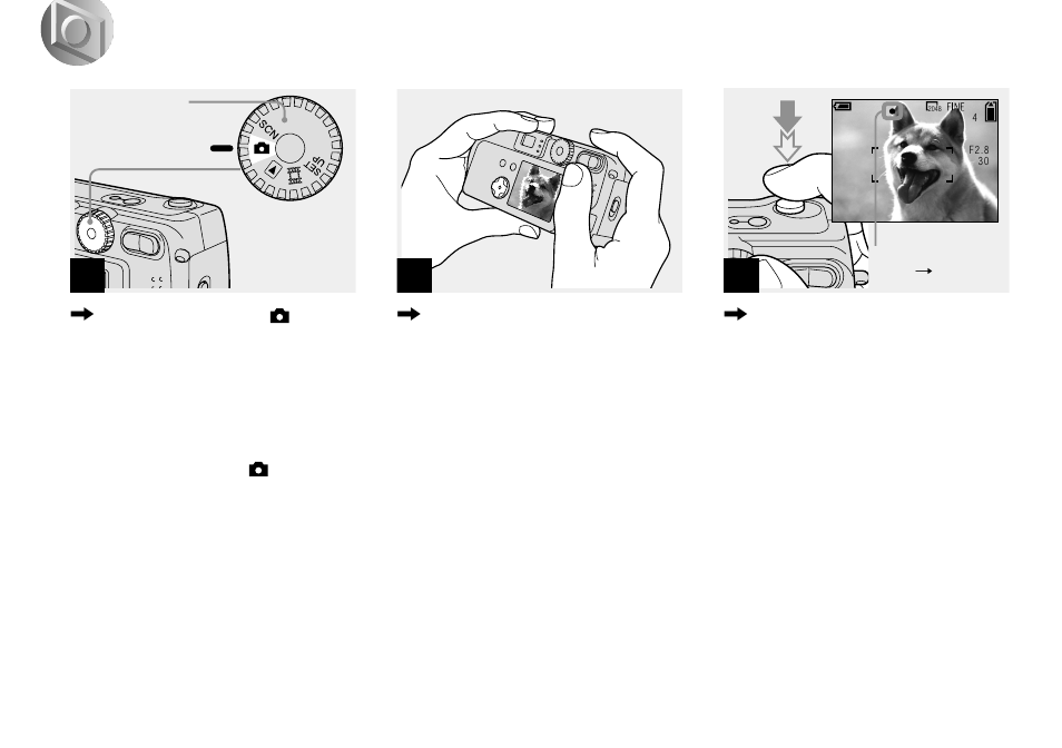 Basic still image shooting (using auto, Adjustment mode) | Sony DSC-P51 User Manual | Page 26 / 108