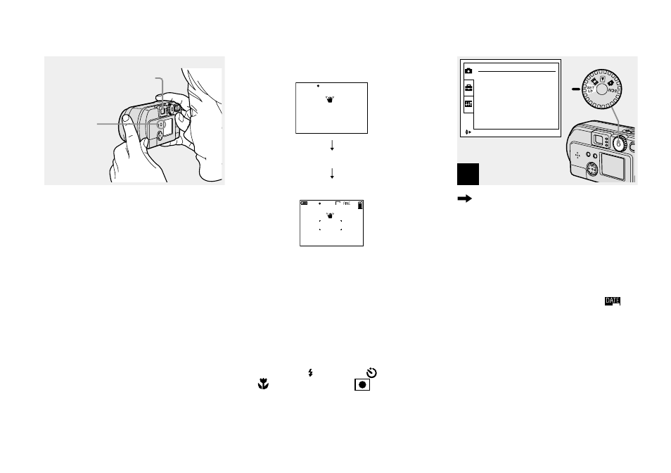 Shooting with the finder, Shooting with the date and time inserted, Inserted | Sony DSC-P51 User Manual | Page 32 / 108