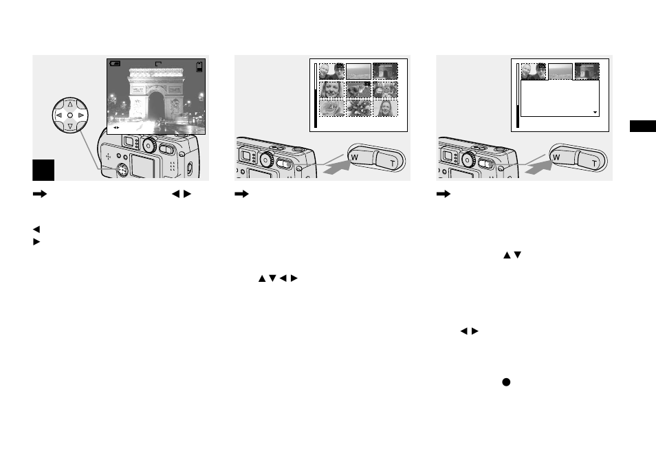 Viewing index (nine- or triple-image display), Viewing index, Nine- or triple- image display) | Sony DSC-P51 User Manual | Page 37 / 108