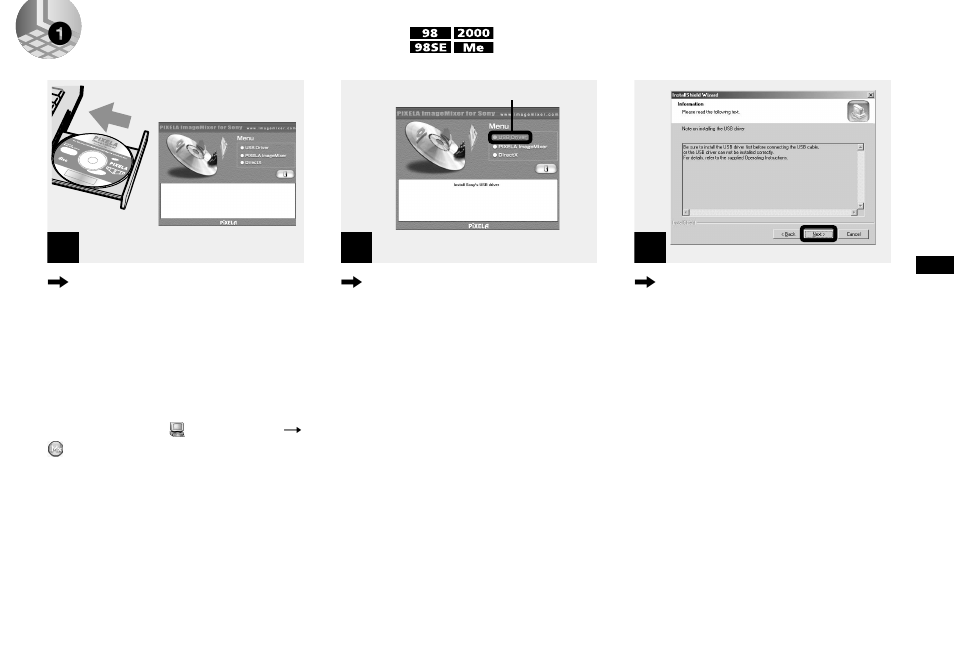 1 installing the usb driver, 45 t, 1installing the usb driver | Sony DSC-P51 User Manual | Page 45 / 108